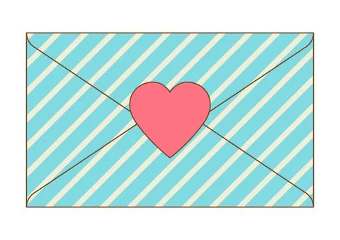 Letter in romantic envelope. Romantic message with decor. Stock Illustration