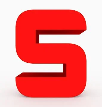 Letter S 3d cubic rounded red isolated on white Illustrazione stock