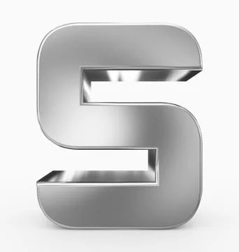 Letter S 3d cubic rounded silver isolated on white Stock Illustration