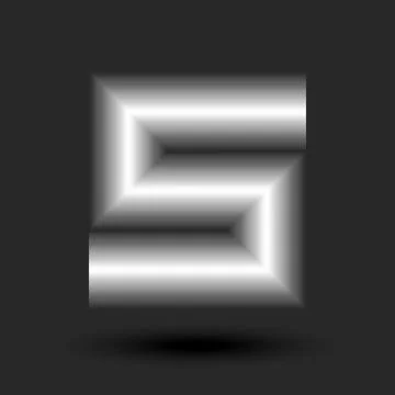 Letter S 3d logo or 5 number from metallic tube shape, metallic five numera.. Stock Illustration