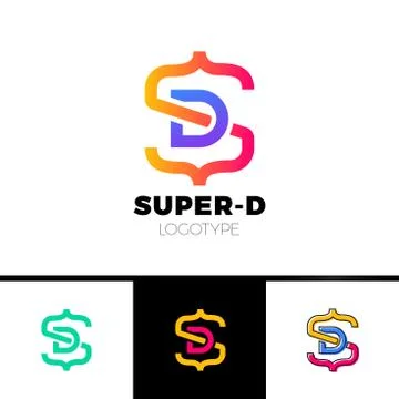 Letter S and D monogram square shape logo with code brackets Stock Illustration