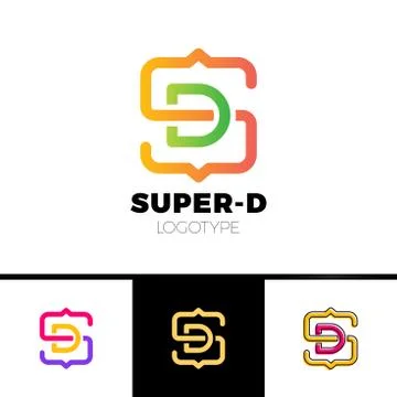 Letter S and D monogram square shape logo with code brackets Illustrazione stock
