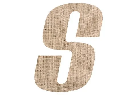 Letter S with burlap texture on white background Stock Illustration
