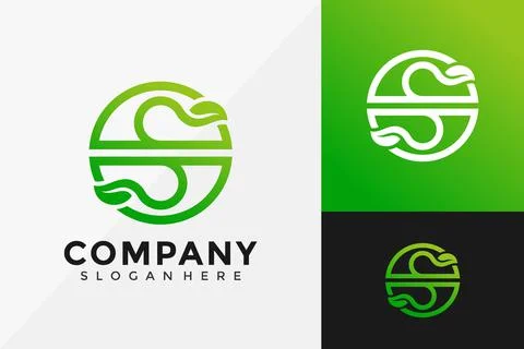 Letter S Circle Leaf Logo Design, Modern Logo Designs Vector Illustration Tem Ilustração Stock