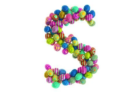 Letter S from colored Easter eggs, 3D rendering Stock Illustration