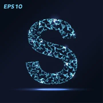 The letter S consists of points, lines and triangles. Vector illustration. Stock Illustration
