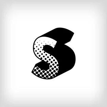 Letter S with creative shadow, pop art dot design alphabet sign. Stock Illustration