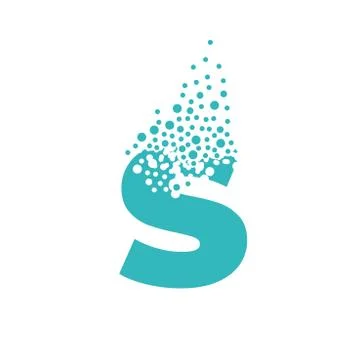 Letter S dispersing into a cloud of bubbles. Stock Illustration