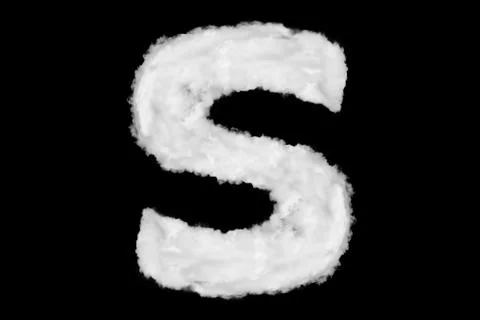 Letter S font shape element made of cloud on black Stock Illustration