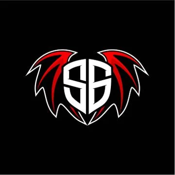 Letter S G initial vector logo template with a minimalist dragon wing style Stock Illustration