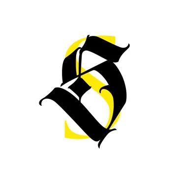 Letter S, in the Gothic style. Vector. Alphabet. The symbol is isolated on a Stock Illustration