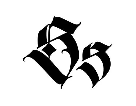 Letter S, in the Gothic style. Vector. Alphabet. The symbol is isolated on a Stock Illustration