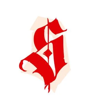 Letter S, in the Gothic style. Vector. Alphabet. The symbol is isolated on a Stock Illustration