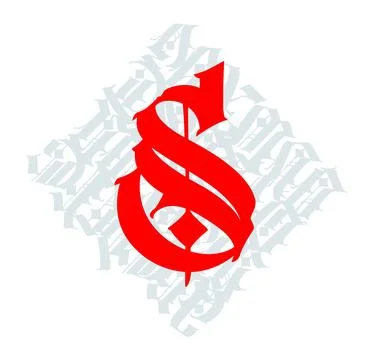 Letter S, in the Gothic style. Vector. Alphabet. The symbol is isolated on a Stock Illustration