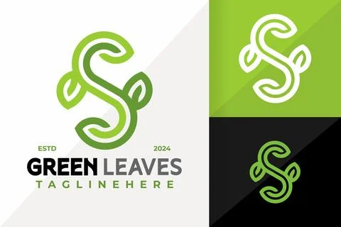 Letter S Green Leaf Logo Icon Vector Design. Creative simple logos designs .. Stock Illustration