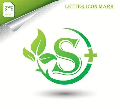 Letter S with green leaf vector template Stock Illustration