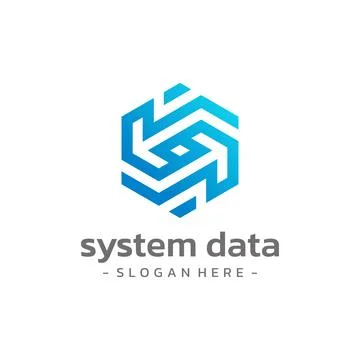 Letter S hexagon system data logo template design vector. Stock Illustration