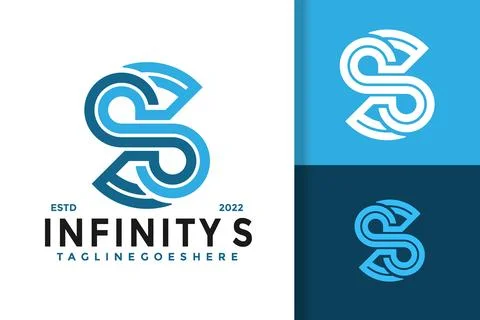 Letter S Infinity Digital Logo Design Vector Illustration Template Stock Illustration