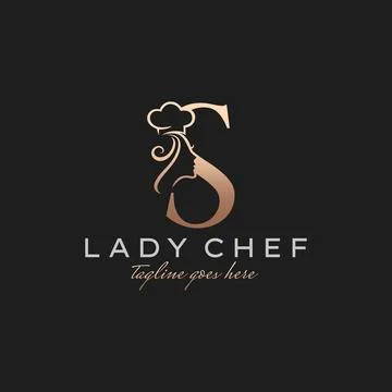 Letter S Lady Chef, Initial Beauty Cook Logo Design Vector Stock Illustration