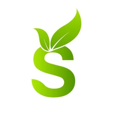Letter S with leaf element, Ecology concept Stock Illustration