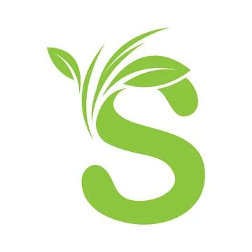 Letter S With Leaf Nature Initial Logo Design Template Vector Illustration 스톡 일러스트