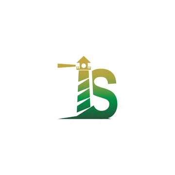 Letter S with lighthouse icon logo design template Stock Illustration
