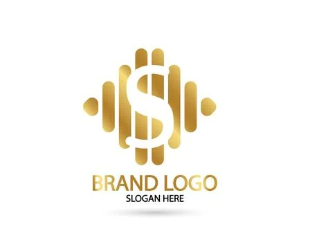 Letter S Linked Monogram in gold Logotype. Vector logo Illustrazione stock
