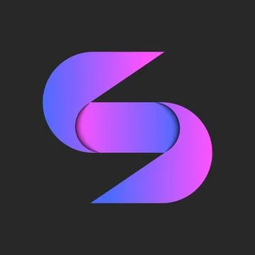 Letter S logo 3d design vibrant pink and blue gradient layers, creative typ.. Stock Illustration