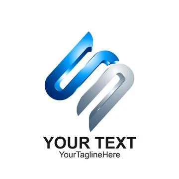 Letter S logo design template colored silver blue 3d design for business and  Stock Illustration