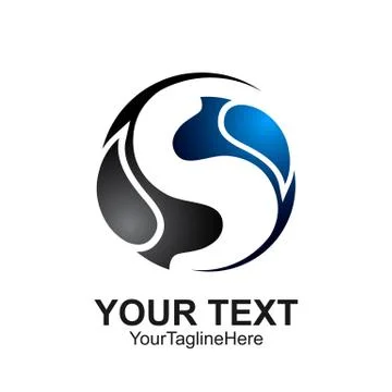 Letter S logo design template colored blue grey circle water drop design for  Stock Illustration