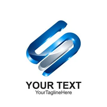 Letter S logo design template colored silver blue 3d design for business and  Stock Illustration