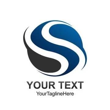 Letter S logo design template colored grey blue circle swoosh design for busi Stock Illustration