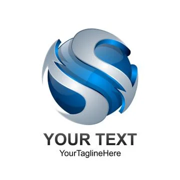 Letter S logo design template colored silver blue circle sphere arrow design  Stock Illustration