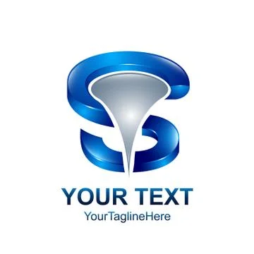 Letter S logo design template colored silver blue droops design for business  Stock Illustration