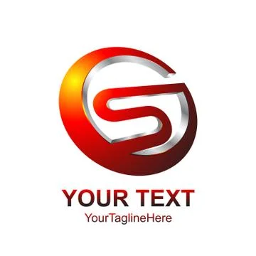 Letter S logo design template colored silver red circle sphere design for bus Illustrazione stock