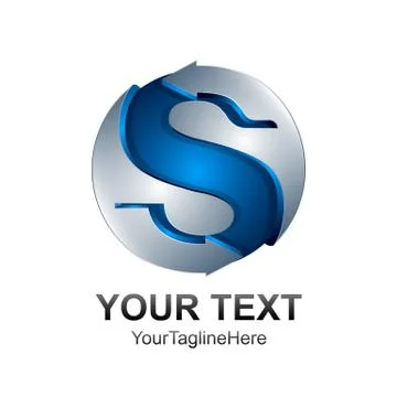Letter S logo design template colored silver blue sphere arrow design for bus Illustrazione stock