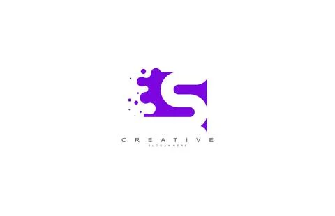 Letter S Logo Design Vector with Abstract Square Shape Dots Stock Illustration