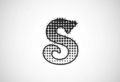 Letter S logo in halftone dots style, Dotted shape logotype vector design. Illustrazione stock