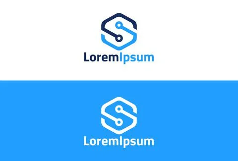 Letter S logo, Hexagonal shape, Technology and digital abstract	 Stock Illustration