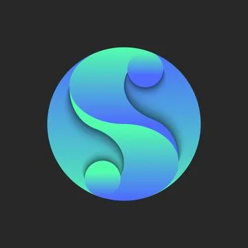 Letter S logo in a round shape, featuring a green and blue gradient symbol .. Stockillustratie