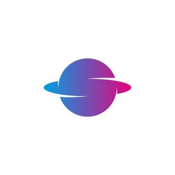 Letter S logo trendy gradient color, planet shape with orbit super tech icon, Stock Illustration