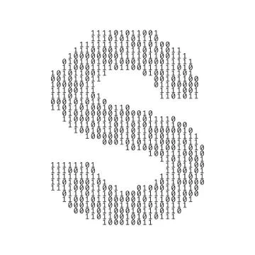 Letter S made from binary code digits. Technology background Stock Illustration