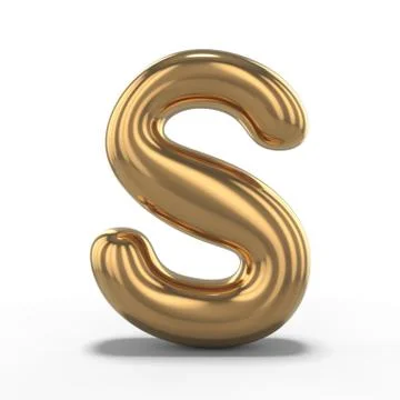Letter S made of inflatable balloon isolated on white background. 3D Stock Illustration