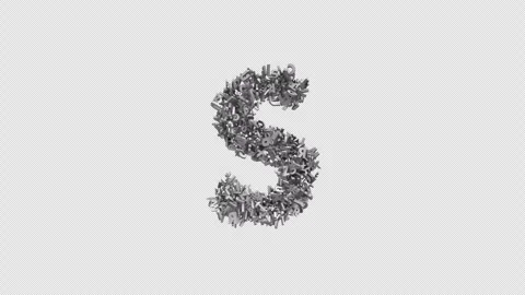 Letter S Made of Letters with Alpha Channel. 3D Font. Alphabet Letter Animation Video stock 304993359