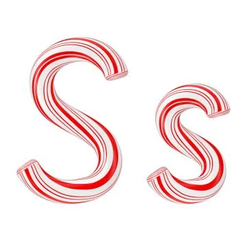 Letter S Mint Candy Cane Alphabet Collection Striped in Red Christmas Colour  Stock Illustration