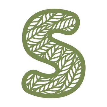 Letter S with a pattern of leaves.  Stock Illustration