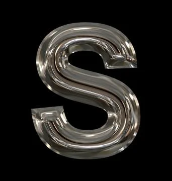 Letter S rounded shiny silver isolated on black Stock Illustration