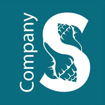 Letter S with seashells negative space, logo for business Stock Illustration