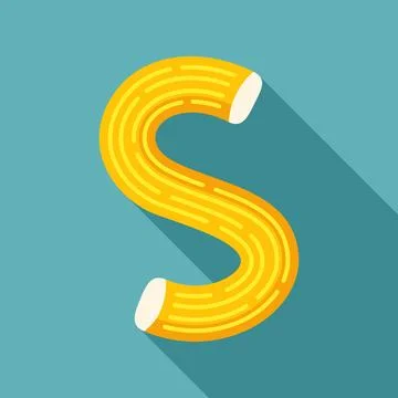 Letter s shaped macaroni pasta alphabet Stock Illustration