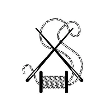 Letter S Shaped thread ,needles and bobbin ,vector illustrate.. Stock Illustration